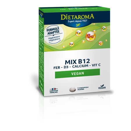Mix B12 + fer + D3 + calcium + vitamine C VEGAN